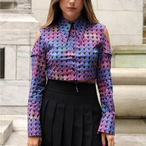 The Drop Women's Multicolor-Print Cutout Crop Shirt by‎ @yayisvc